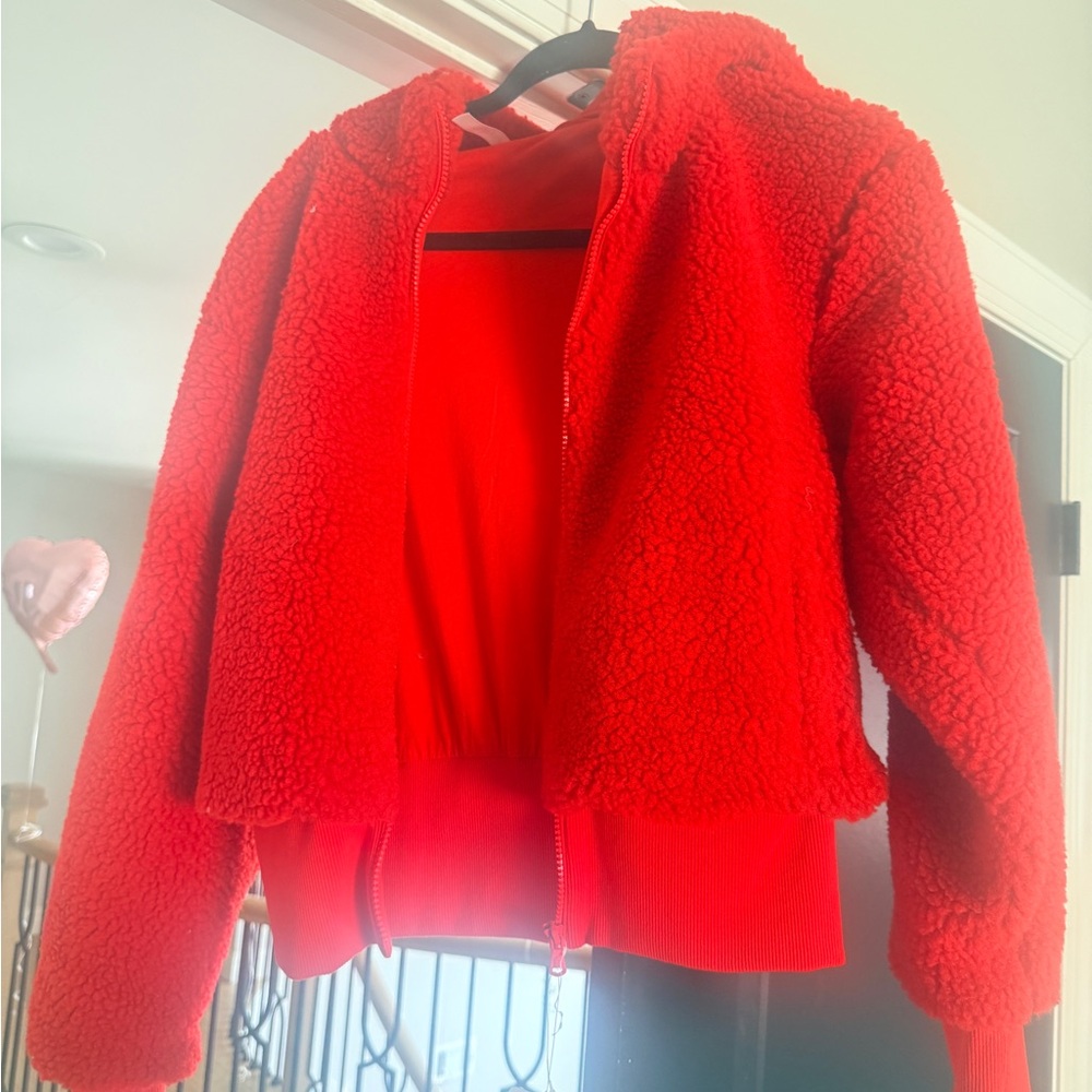Fabletics Red Teddy Jacket